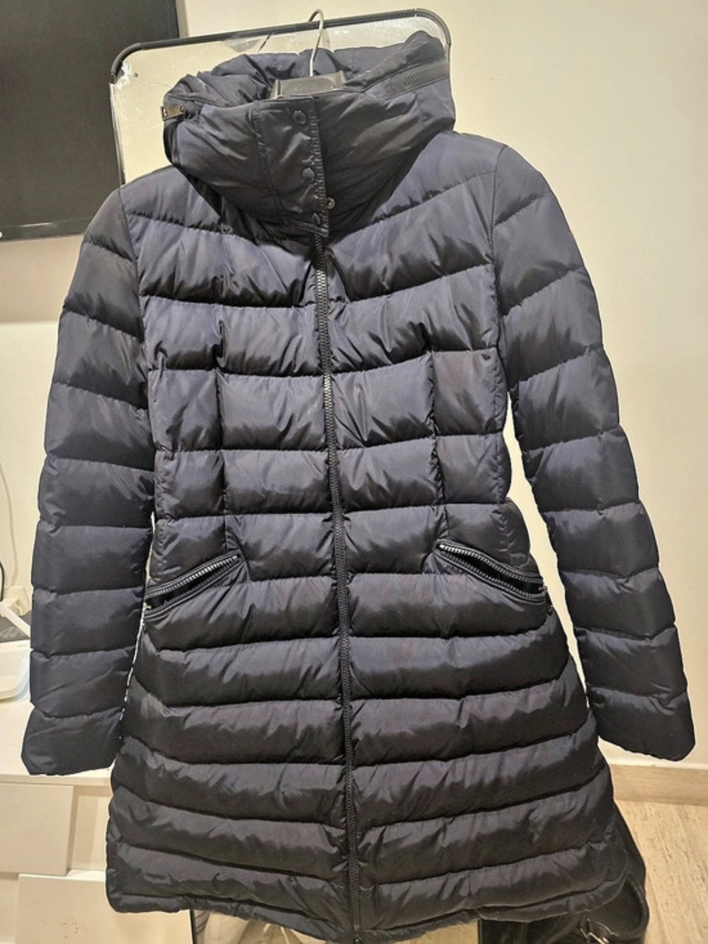 Moncler Flammette Giubbotto Women's Black Puffer Coat Size Medium Like New
